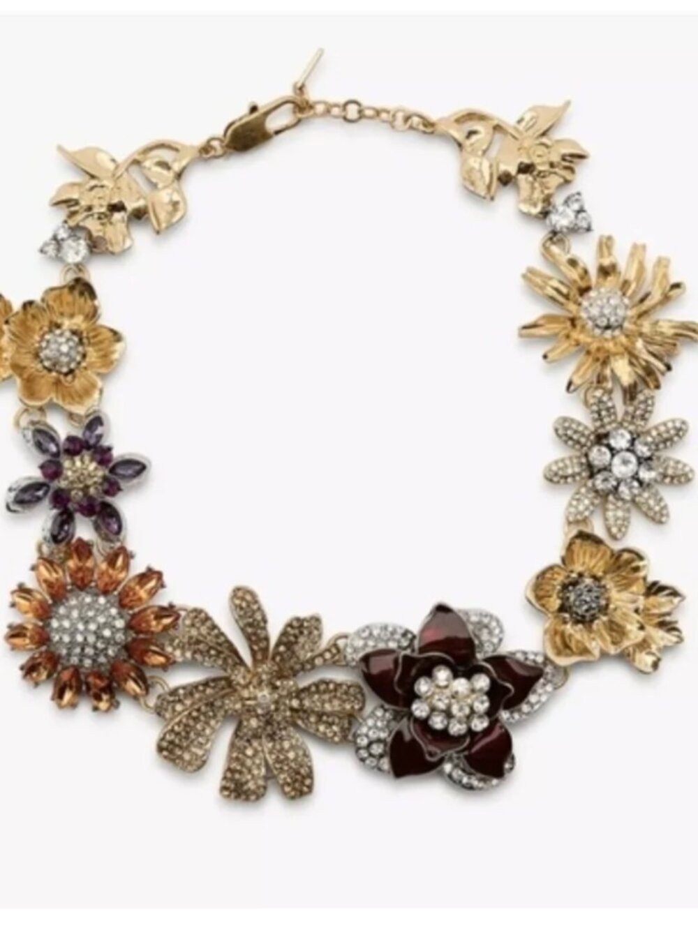 Zara Flower Jewel Glitter Necklace rhinestone beaded NWT
